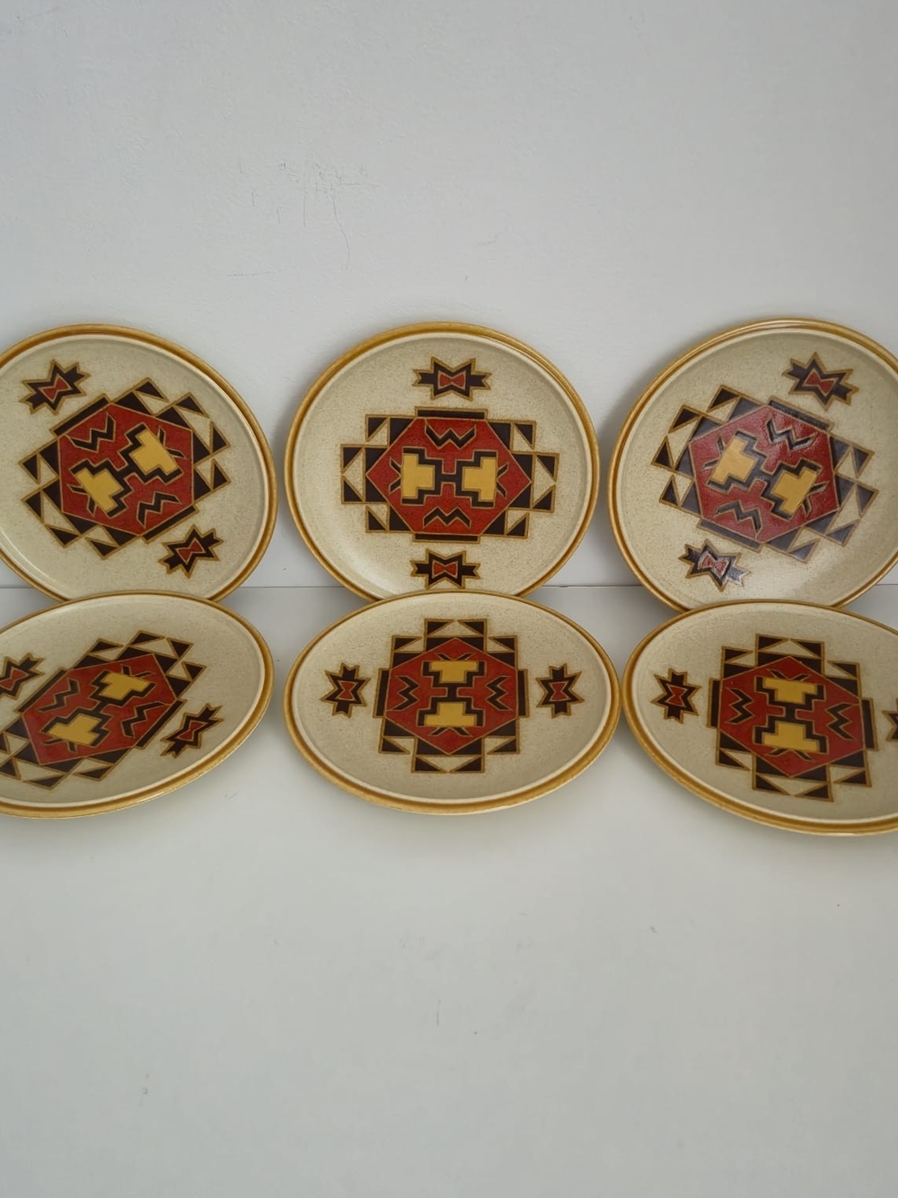 Vintage Mikasa Stylekraft Trading Post C0906 Southwestern Bread Plates Set of 6